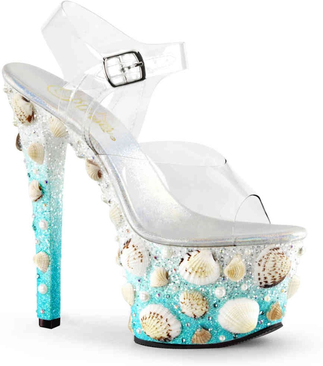 EU 35 = US 5 | SKY-308MERMD | 7 Heel, 2 3/4 Seashell PF Ankle Strap Sandal